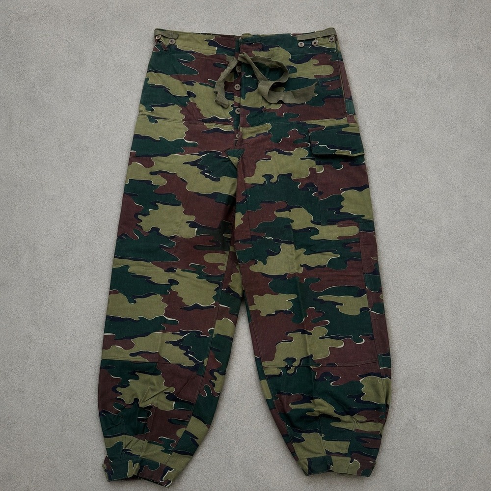 Vintage 50s 1958 Belgian Military Brushstroke Jigsaw Camo Paratrooper Cargo Pant